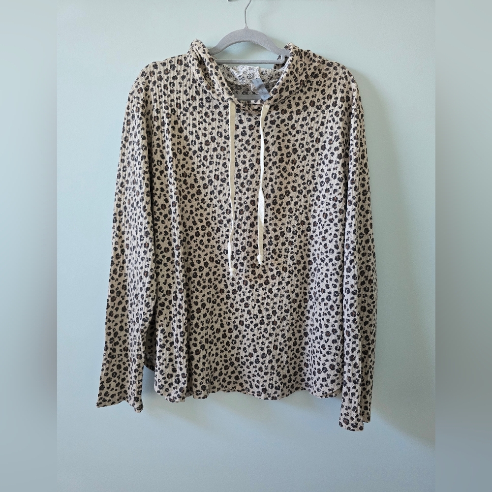Honeyme Leopard Patterned Knit Hoodie